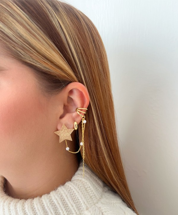 Set earcuff y aretes stars