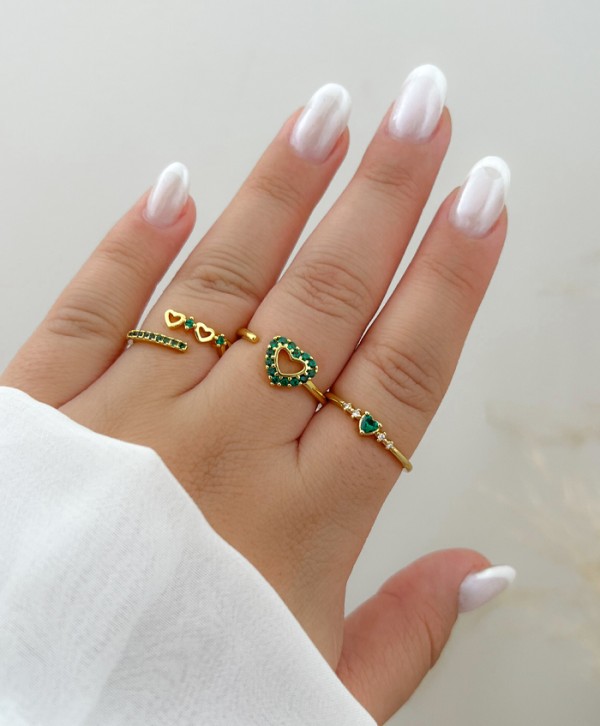 Anillo corazón verde